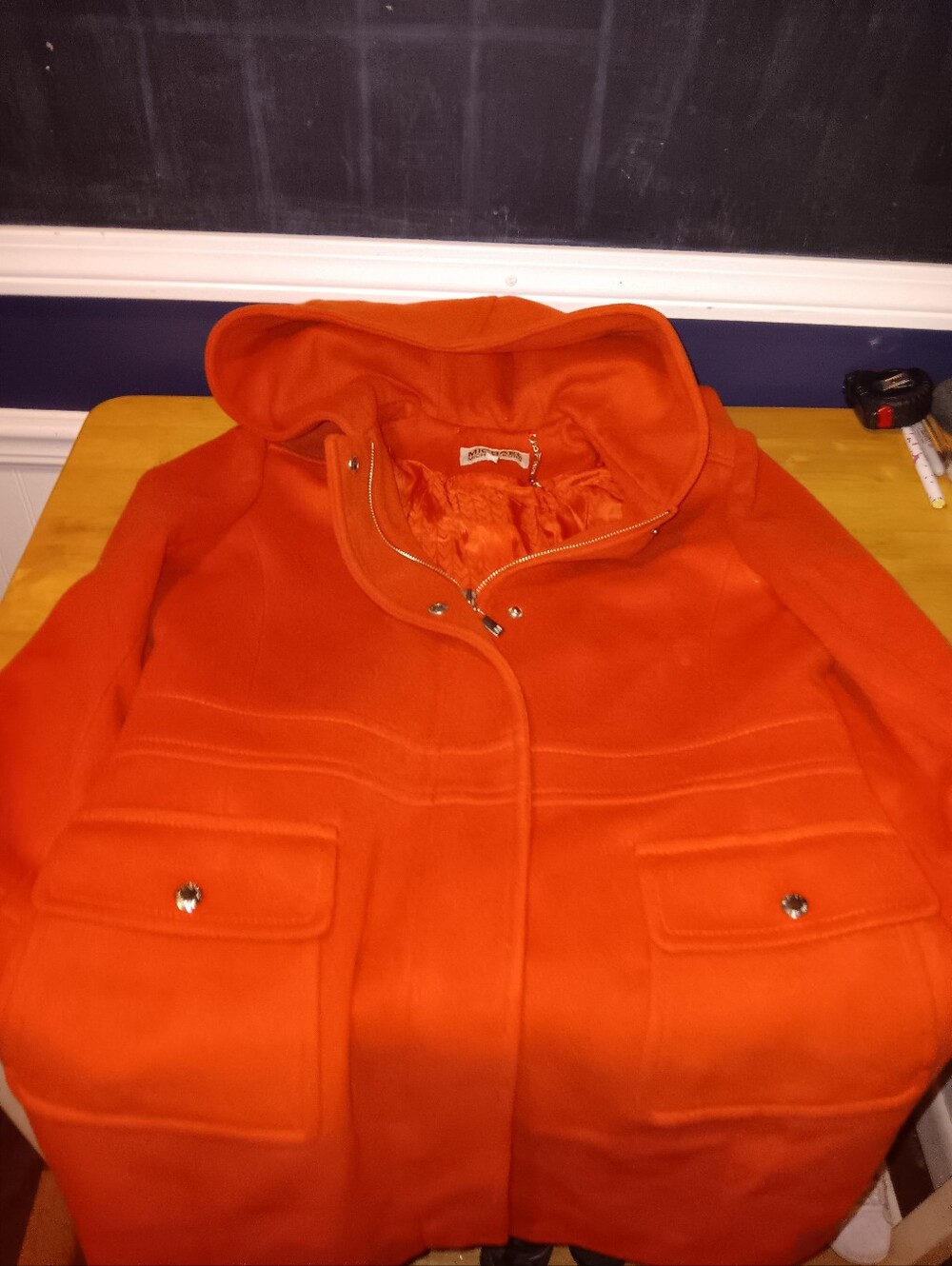 MICHAEL Michael Kors Orange Wool-Blend Hooded Coat